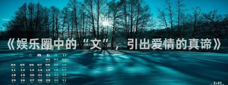 壹号app下载官网娱乐：《娱乐圈中的“文”，引出爱情的真谛》